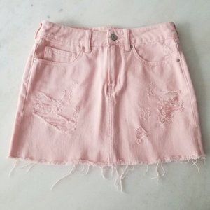Pac Sun Light Pink Denim Mini Skirt Size 24